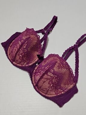 Adore Me Purple Lace Underwire Padded Bra Size 38C